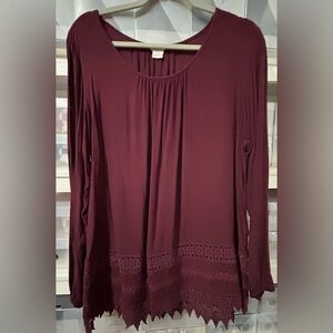 Ariat Deep Burgundy Long Sleeve Top